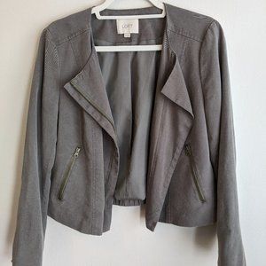 Loft Zip Up Green/Gray Light Moto Jacket - Size 8